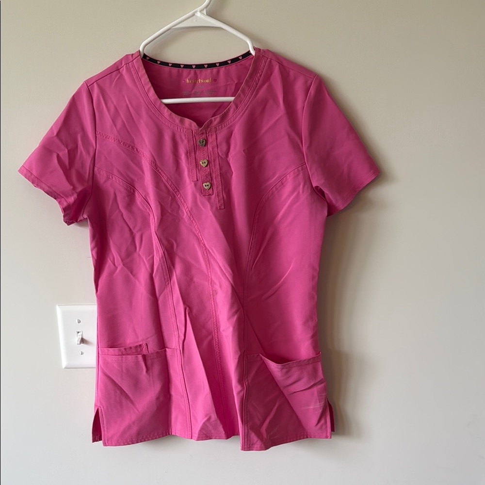 HeartSoul Pink Stretchy Scrub Top